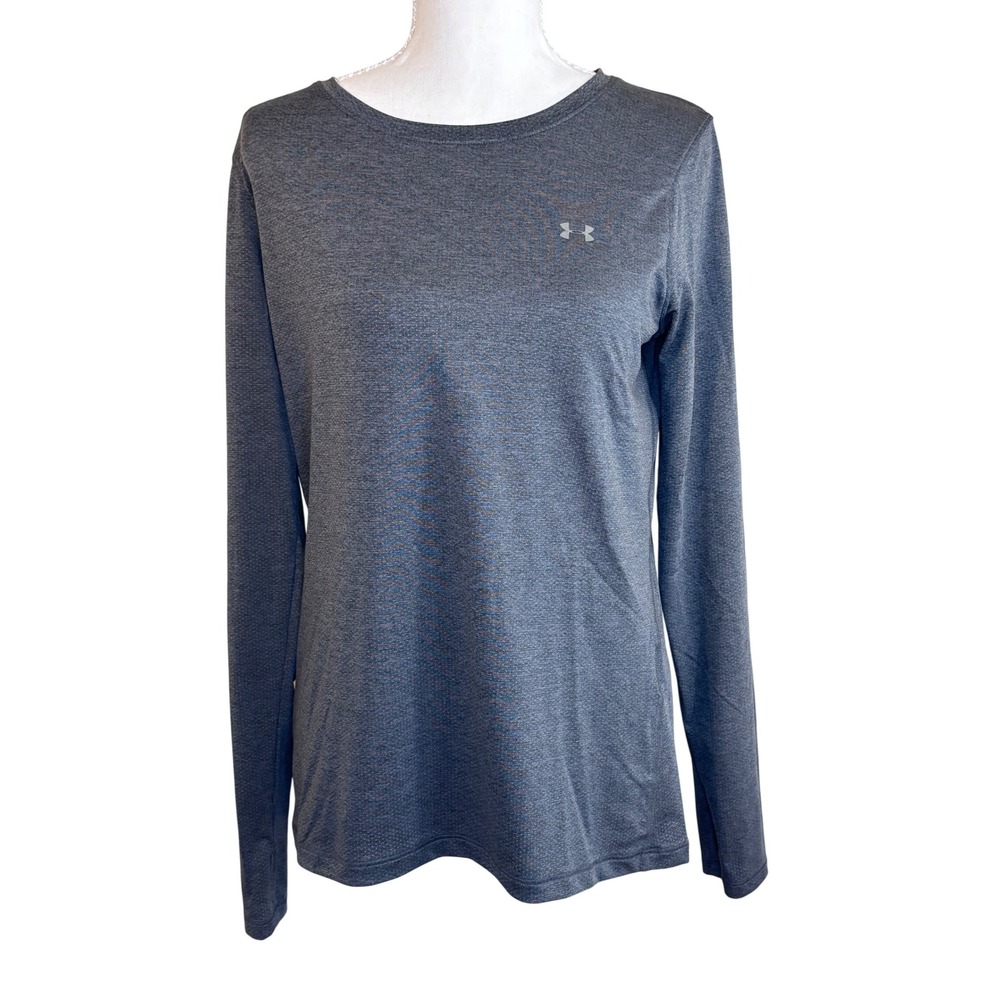 Under Armour HeatGear Womens Size Medium Gray Heather Long Sleeve Athletic Top